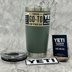 YETI RAMBLER TUMBLER 20oz WITH MAGSLIDER LID STAINLESS STEEL CAMP GREEN